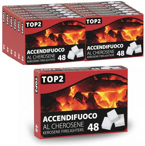 Allume-feux au kérosène 48 cubes – Briquettes blanches inflammables pour cheminées, poêles, barbecues, braseros à charbon, fours à bois, grils – Allume-feux solides, rapides et sûrs (24)