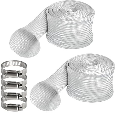 200cm Tubo Di Scarico Generatori, 25mm Tubo flessibile in Fibra Di Vetro con 4 Clip per Tubi Flessibili Automobilistici Guaina per Cavi Elettrici, Isolamento Treccia Manicotto