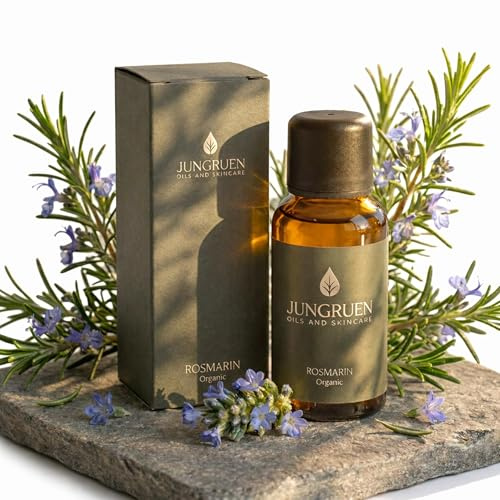 JUNGRUEN Rosmarinöl für Haare 30ml – Bio Haaröl für Haarwachstum & Kopfhaut – 100% naturreines ätherisches Rosmarin Öl, Rosemary Oil Hair Growth, Haarpflege für Männer & Frauen