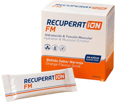 Bebida Hipotónica Sin Azúcar con Electrolitos + Sales Minerales y Magnesio para Remineralización Muscular Profunda y Fatiga - Sabor Naranja Sin Gluten Ni Lactosa - Pack 20 Sobres | RECUPERATION