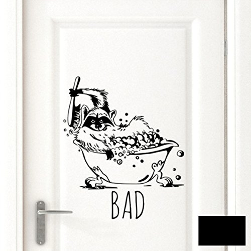 Wandtattoo Badaufkleber Türschild Waschbär mit Schriftzug Bad M1783 ausgewählte Farbe: *schwarz* ausgewählte Größe: *M*