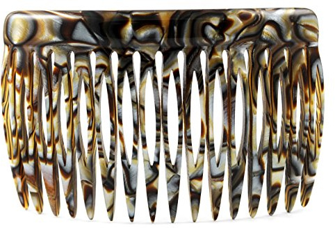 BUCO Klassischer, zeitloser Einsteckkamm in sehr hoher Wertigkeit (8 cm, Onyx) für feines Haar - Erwachsene Frauen