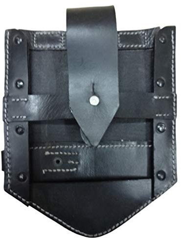 warreplica German Folding Shovel Cover in Black Color Leather - Reproduction