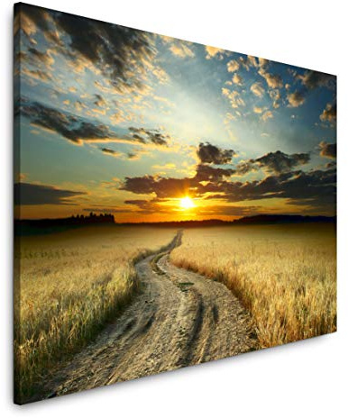 Paul Sinus Art Landschaft mit Straße 40 x 60 cm Inspirierende Fotokunst in Museums-Qualität für Ihr Zuhause als Wandbild auf Leinwand in