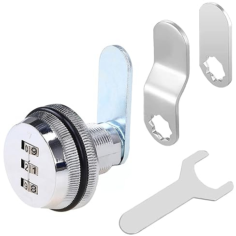 Youtu - Cerradura de combinación de 3 dígitos con código de combinación de cámara, cerradura de cilindro para puerta de cajón, aleación de zinc plateado, cerradura codificada por contraseña