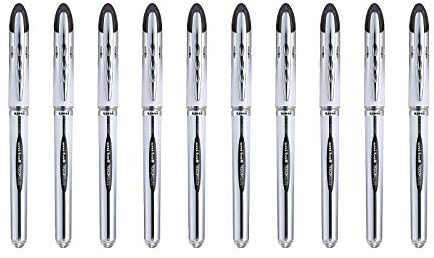 uni-ball - Uni Mitsubishi Pencil - 10 penne Vision Elite UB200 - Airplane Safe - Penna a rullo con inchiostro liquido - Punta 0,8 mm - Scrittura Medium - Penne nere