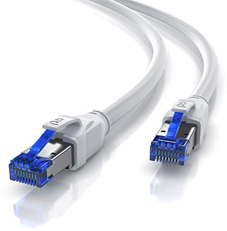 CSL Câble réseau CAT.8 20 m 40 Gbits – Câble réseau LAN – Câble Ethernet Gigabit haut débit – 40 000 Mbits – Blindage S/FTP PIMF fiche RJ45 Blanc