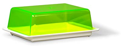 Kimmel Mantequera de plástico blanco/verde transparente, blanco y verde transparente