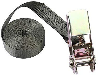 Heavy Duty Ratchet Tie Down Straps, Adjustable Cargo Straps with Metal Buckle, 802kg Load Capacity, Quick Release for Motorcycle, Trucks, Trailer, Luggage(Grey, 25mm*5m)