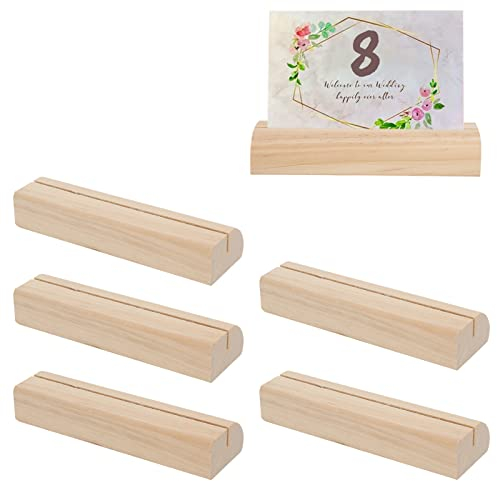 HERCHR 5 stücke Holz Kartenhalter Tischnummer Halter Hochzeit Tischkartenhalter für Hochzeit Party Tischnummer Tischkarte Rechteckförmigen Halter