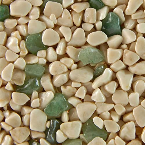 Terralith Edelsteinteppich Mix Aventurin/Beige Komplett-Set für 1qm - Körnung: 2-4mm mit Epoxidharz Bindemittel - für Innen mit Halbedelsteinen in Grün