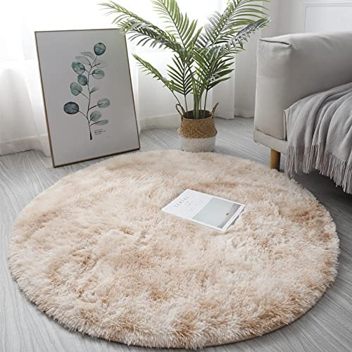 WmHeoo2077 Ultra Soft Fluffy Area Rugs for Living Room,Round tie-dye Carpet, Fresh and Soft Carpet-F_160x160cm,Faux Lambskin Sheepskin Rug