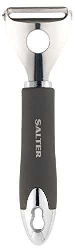 Salter BW11384EU7 Cosmos Peeler, Potato, Fruit, Vegetable Peelers, Easy to Clean, Hanging Hook for Storage, Soft Touch Handle, Stainless Steel, Matte Grey