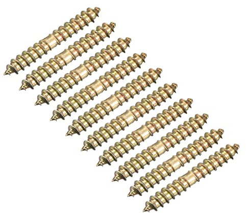 sourcing map 4x25mm Vis Double Filetage Boulon Cintre, 24pcs Double Terminal Autotaraudant Vis Bois Cheville pour Connexion