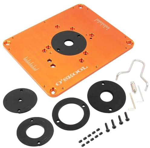 O'SKOOL Precision Aluminum Router Table Insert Plate, Router Templates with Pre-Drilled Adapt to Multiple Routers of Different Model