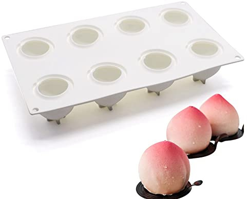 Silicone Mold Dessert Silicone Cake Mold For Baking Fondant Mould Fruit Shape Sugar Candy Jelly Bakeware Chocolates Mould (Peach K_11.68x6.84x2.2 inch)