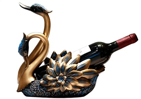 SAROSI Weinregal Flaschenregal Kreatives Weinregal Aus Kunstharz, Heimdekoration, Schwanen-Weinregal, Handgeschnitzt, Goldbemalt Weinflaschenregale für Küche