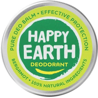 Happy Earth Crème Déodorante - Pour Hommes et Femmes - Déo - 100% Ingrédients Naturels & Végan - Bergamote - 45 gr