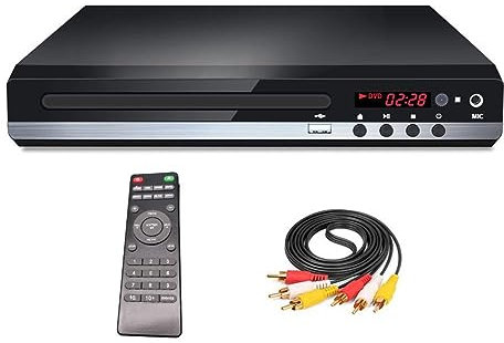Lecteur DVD 1080P, Lecteur DVD Domestique Professionnel, Sortie AV pour VCD CD pour Séries Télévisées (Noir1)