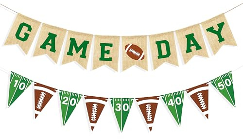 VILIFEVER Game Day Burlap Banner Football Decorations for Home Party