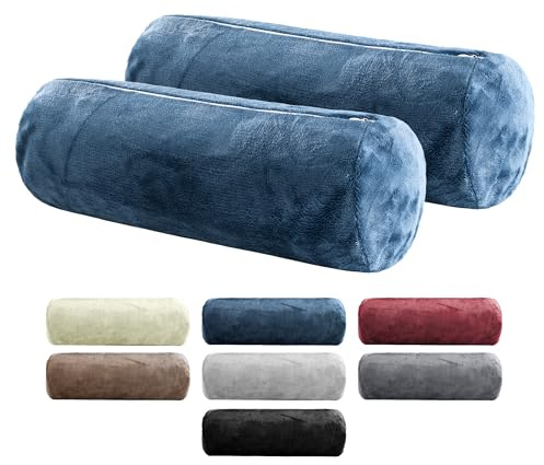 BaSaTex 2-pack nackrulle örngott 15 x 40 kashmir touch | nackrullsfodral Öko-Tex certifierad | 100 % mikrofiberplysch | färg: blå