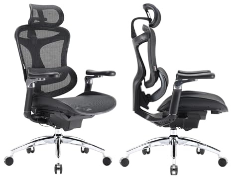 SIHOO Doro C300 Pro Ergonomischer Bürostuhl mit ultraweichen 6D-Armlehnen, dynamischer Lordosenstütze und Sitztiefenverstellung für das Home Office (Schwarz)