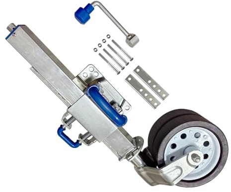 QICBYING Ruotino D'appoggio Rimorchio - Cric per rimorchio per Barche per carichi Pesanti, Ruota Guida Universale per rimorchio Doppia Ruota da 25 cm, Supporto Girevole, capacità di carico 760 kg