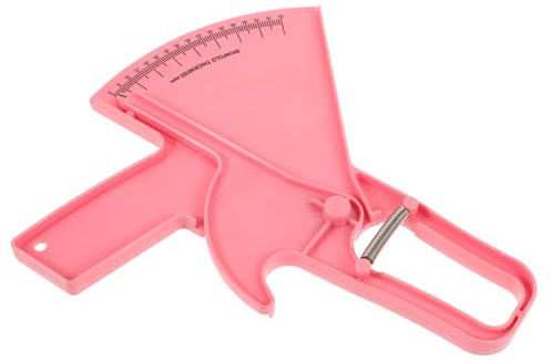 Calibrador de Grasa Corporal Rosa de Plástico, Herramienta de Medición | Marcas Fáciles de Leer, Ligero y Portátil, Incluye Tarjetas de Instrucciones