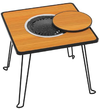 Barbecue portable 3 en 1 pliable au charbon de bois avec plaque de table carrée, idéal pour l'extérieur, la terrasse et le patio