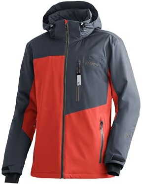 Maier Sports Oravice, Warme Herren Skijacke, Wasserdichte Winterjacke mit 4-Wege-Stretch, mTEX Wetterschutz und mTHERM für hohen Wärmerückhalt, PFC-frei, Rot/Grau, 52