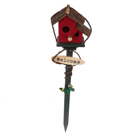 POPETPOP Outdoor Bird House Stake Rattan Garden Decorative Stake Enhance Your and Attract Birds Random
