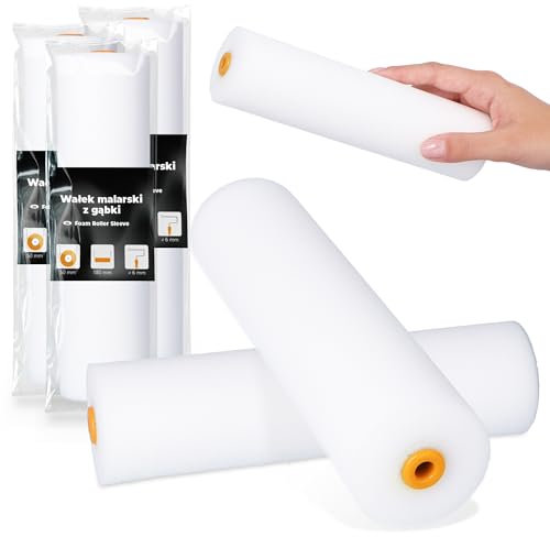 3x Rouleau Mousse 18 cm Peinture Vernis Laque Surfaces Lisses Murs Meubles Bonne Couverture Séchage Rapide Application Facile Idéal Bricolage Travaux Rénovation