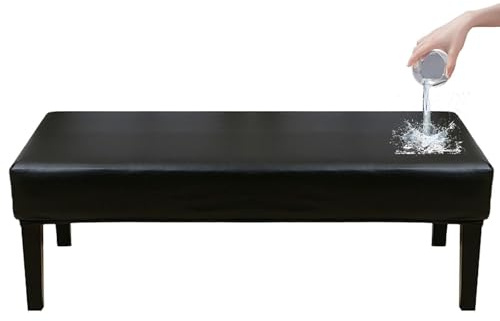 Wasserdicht Universal-Bezug für Esszimmer-Bank, Stretch PU Leder Bezug für Sitzbank Holzbank Schonbezug Bezug Für Fußhocker Bank Sitzbank Hocker Husse Flurbank Stuhlhusse Sofabank Bezüge(Schwarz,150cm