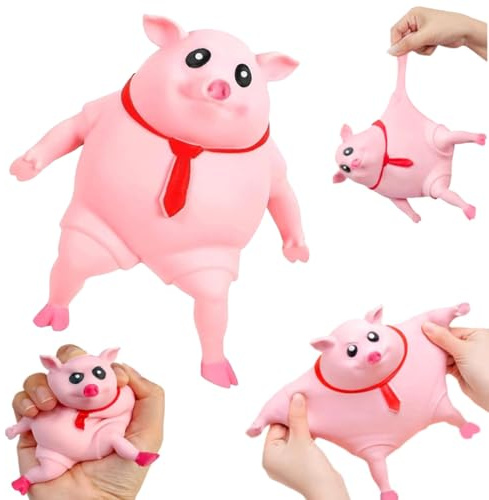 Schweine Quetschspielzeug - Anti Stress Schwein zum Quetschen, Kneten & Verformen, Schweinchen Squeeze Toy mit Ruickformung, lustiges Stressspielzeug für Erwachsene und Kinder