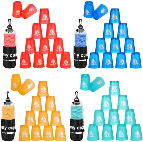 Lot de 48 gobelets empilables, jeu familial classique, entraînement de vitesse pour jeunes et adultes, rouge, bleu, vert, orange