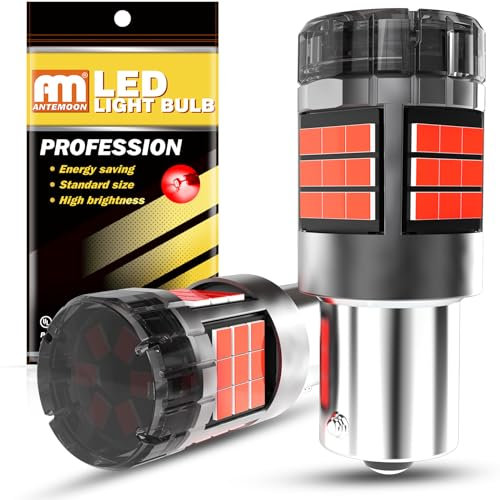 ANTEMOON P21W 1156 BA15S Bombillas LED Canbus Sin Errores Super Brillante 5000LM 12V 24V Rojo 1141 1003 7506 para Luz de Marcha Atrás Luz de Freno Luces Antiniebla Traseras, 2 Piezas
