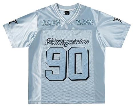 Aelfric Eden Herren Oversized Tshirt Mesh Patchwork Trikot Damen Vintage Jersey Unisex Baggy Fußball Shirt Sommer Tee Casual Oberteile Streetwear