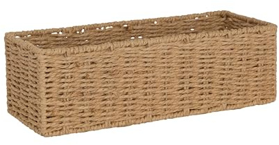 Narrow Space-save Wicker Storage Basket Bathroom Toilet Roll Basket Gift Hamper Bathroom Hallway Kitchen Storage Gift Basket (Paper Rope)