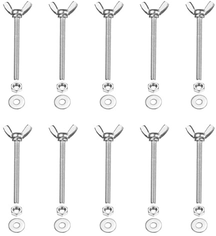 PATIKIL M4-0.7 x 40 mm Wing Butterfly Screw, 10 Pcs 304 Stainless Steel Wing Nuts and Bolts Machine Fastener Thumb Hand Screws for Electronic Equipment DIY Tools, Silver