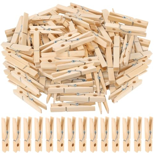 JIAYUET 300 PCS 7.2cm Natural Wooden Clothes Pegs, Wooden Clips Strong Grip for Washing Line, Photo Wall Hanging and DIY Crafts