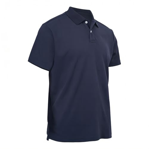 BINOCHE Polo T-Shirts for Men Short Sleeve Quick Dry Fit Mens Golf Shirt Sport Moisture Wicking Business Casual Workout Athletic Tactical Shirts for Men (3X-Large, Navy Blue)