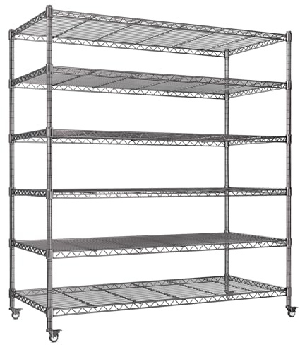 AIRAJ 6 Tier Heavy Duty Storage Shelving Unit,Rolling Wire Shelving with Wheels & Leveling Feet,1700 KG Metal Shelving Unit,Standing Storage Rack Shelf for Garage Kitchen Pantry,118×46×204CM