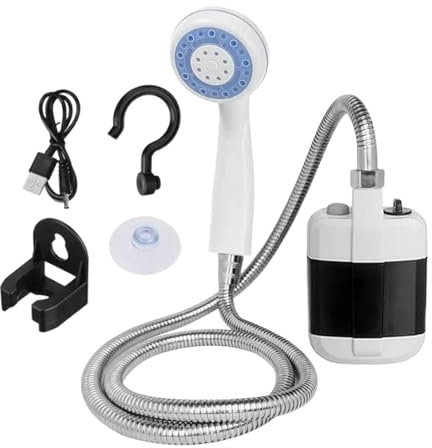 Ducha Portátil Para Acampar: Bomba De Baño Eléctrica De Mano, Dispositivo De Agua Sumergible Recargable, Herramienta De Enjuague Para Exteriores, Unidad De Alto Flujo Y Bajo Consumo De Energía