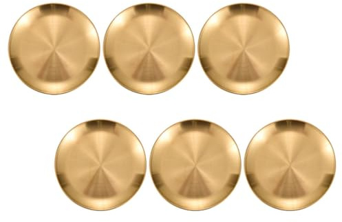 Générique Assiettes de Présentation Rondes Lot de 6 en Acier Inoxydable Doré Faciles à Laver et Compatibles Lave-vaisselle, pour Camping et Fêtes