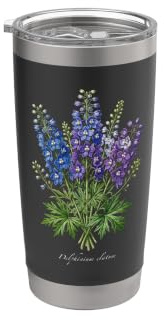 Delphinium pianta illustrazione Delphinium elatum Bicchiere termico in acciaio inox doppia parete