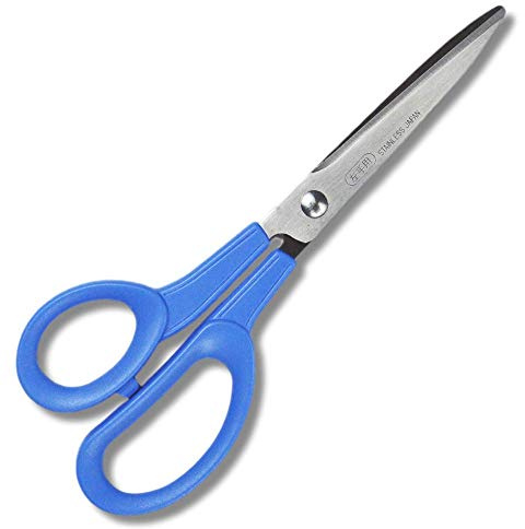 CANARY Left Handed Scissors Adults for Office, Sharp Japanese Stainless Steel Blade, All Purpose Left Hand Paper Scissors for Lefty, Blue Handle, Made in Japan