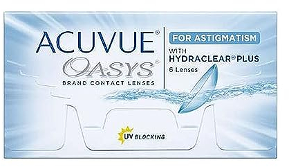 ACUVUE OASYS for Astigmatism Kontaktlinsen – 2-Wochen-Linsen für Tag und Nacht mit -5,75 dpt, Cyl -0,75, Ach 180 und BC 8.6 – UV Schutz, Austrocknungsschutz und Komfortables Tragegefühl – 6 Linsen