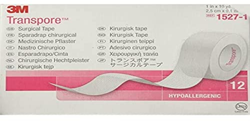 3M Transpore™ - 2.5 cm x 9.14 mt Cerotto in plastica traforata, Confezione da 12 pezzi