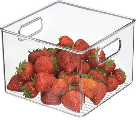 iDesign Cabinet/Kitchen Binz Caja organizadora, gran organizador de cocina de plástico, cajón para frigorífico, transparente