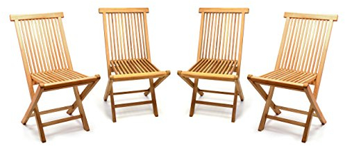 Divero 4er Set Klappstuhl Positano aus Teakholz, behandelt - Farbe: Braun